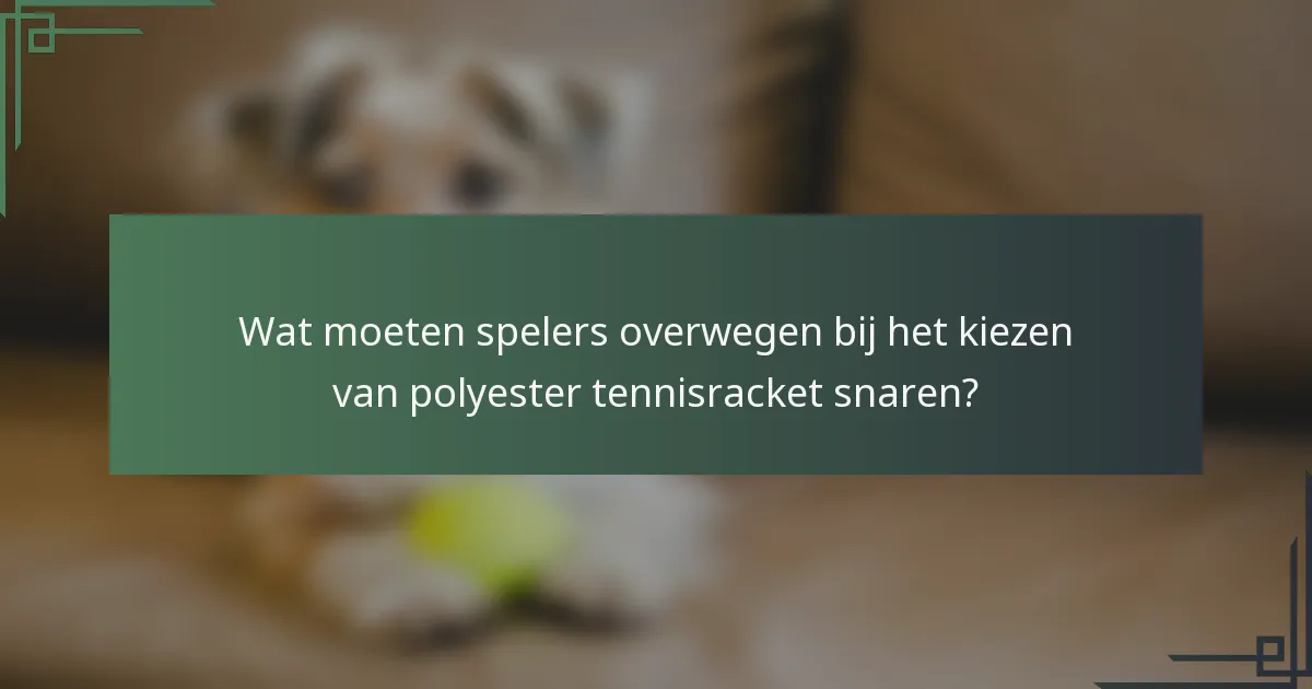 Wat moeten spelers overwegen bij het kiezen van polyester tennisracket snaren?