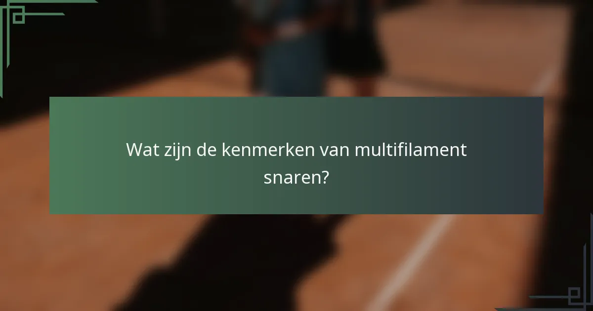 Wat zijn de kenmerken van multifilament snaren?