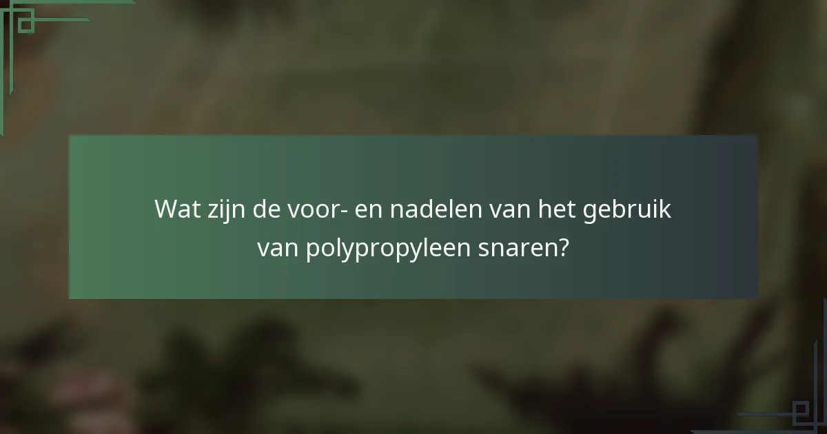 Wat zijn de voor- en nadelen van het gebruik van polypropyleen snaren?