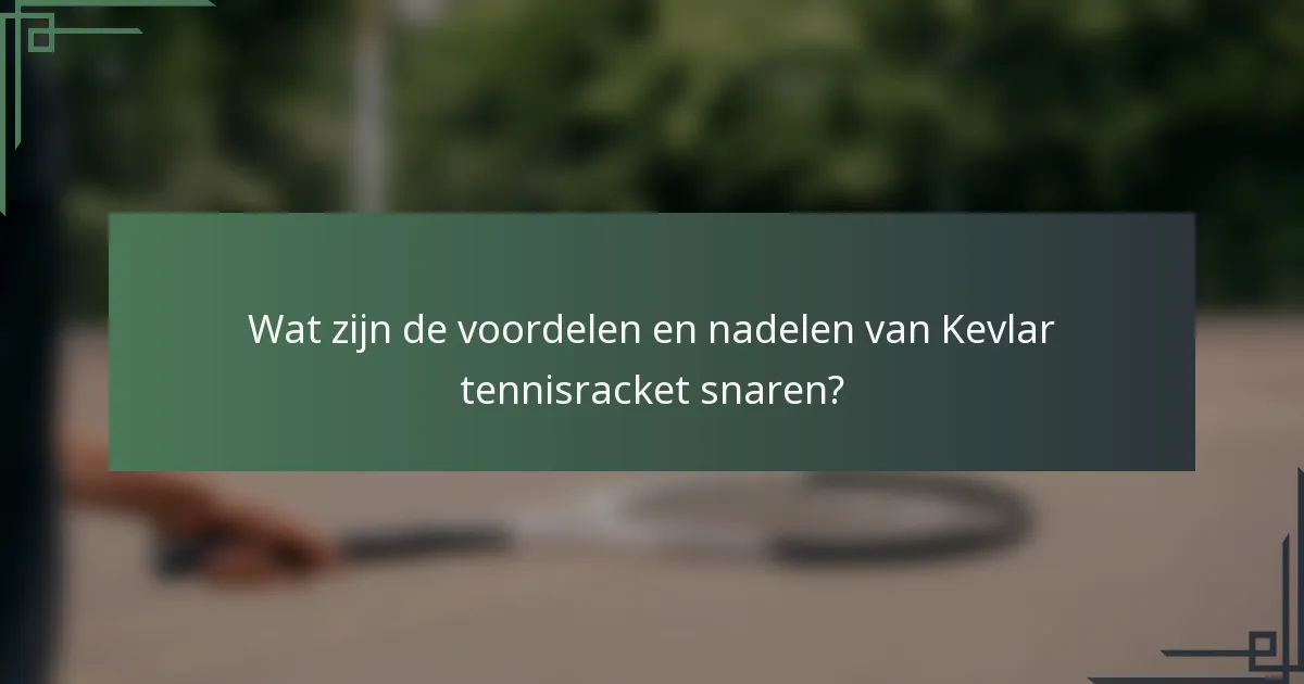 Wat zijn de voordelen en nadelen van Kevlar tennisracket snaren?