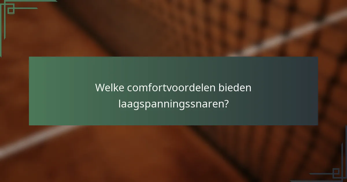 Welke comfortvoordelen bieden laagspanningssnaren?